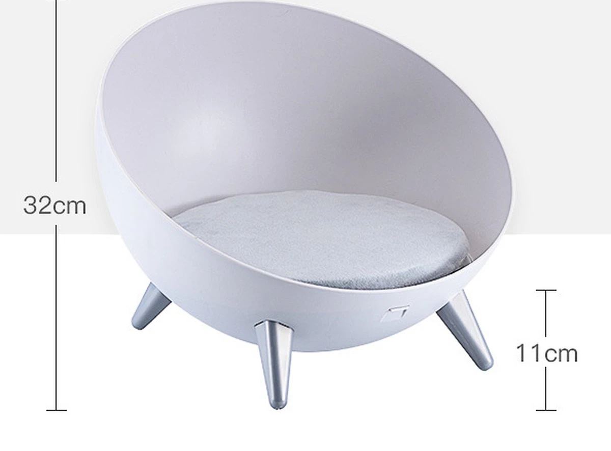 Cats&Co Hemisferische Designer Kattenstoel Kunststof Wit - Afbeelding 2