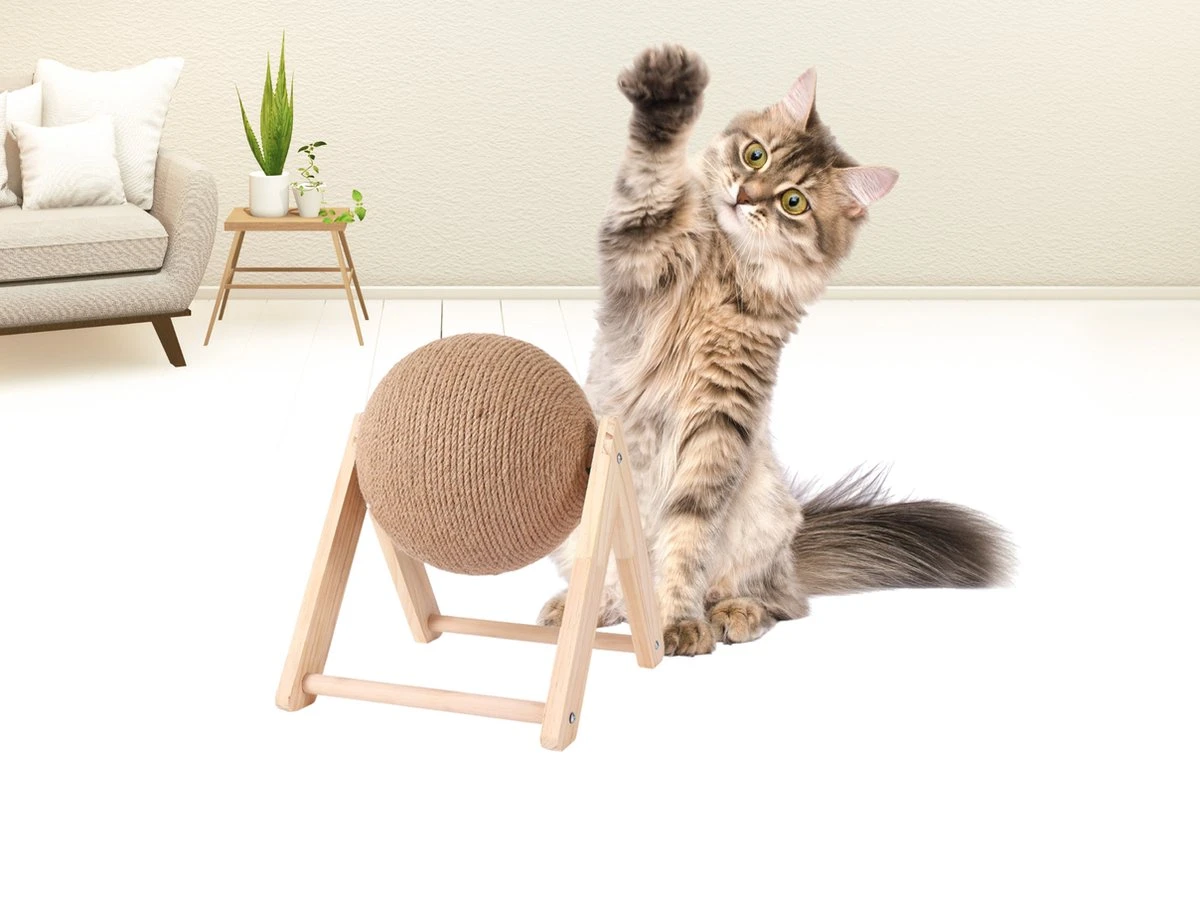 Janse Katten Krab Bal - Katten Speelgoed - Krabmeubel - Kattenkrabpaal - Krabplank - Krabbal - Kattenspeeltje - Krabbol - Inclusief Kattenkruid - Afbeelding 3