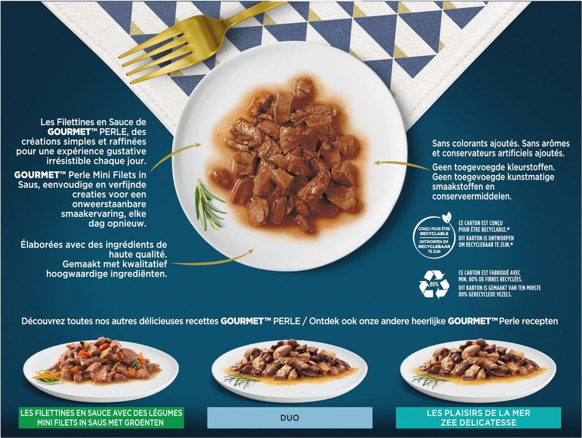 Gourmet Perle Mini Filets – Kattenvoer Natvoer – Met Rund, Kip, Konijn, Zalm – 48 X 85 Gr - Afbeelding 4
