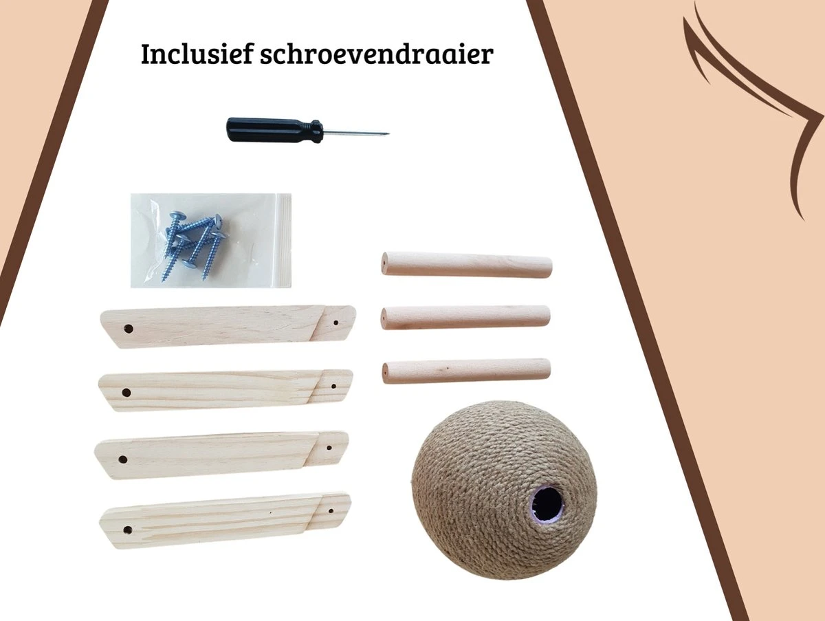 Janse Katten Krab Bal - Katten Speelgoed - Krabmeubel - Kattenkrabpaal - Krabplank - Krabbal - Kattenspeeltje - Krabbol - Inclusief Kattenkruid - Afbeelding 5