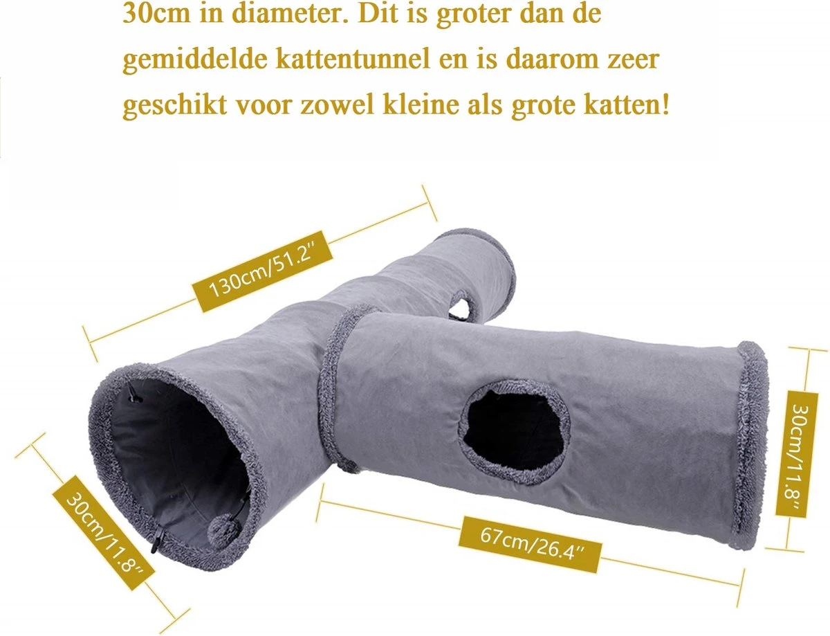 Bonbox Shop - Kattentunnel - 130 CM - Katten Speelgoed - Kitten - Spelen- Speeltunnel - Speelgoed Voor Katten - Afbeelding 2