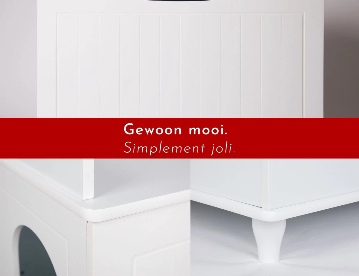 WONDERMAKE® Grote Kattenkast Houten Voor Kattenbak-box Kattentoilet, XL-kattenbak Dressoir Kastje, Designer Kattenhuis Met Kattenhol Kattenmand, Kasten Kast Voor Badkamer, 73,5 X 51,5 X 57 Cm, Wit - Afbeelding 3