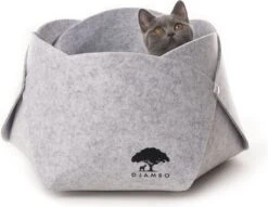 Djambo Grijs Kattenmand Vilt Met 1 Zacht Kussen - Elegant En Praktisch Kattenbed - Comfortabel En Origineel Design