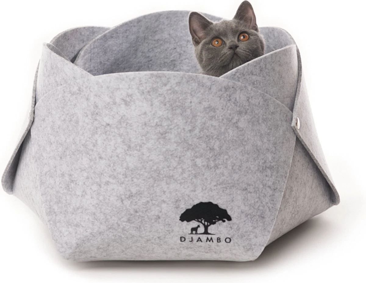 Djambo Grijs Kattenmand Vilt Met 1 Zacht Kussen - Elegant En Praktisch Kattenbed - Comfortabel En Origineel Design