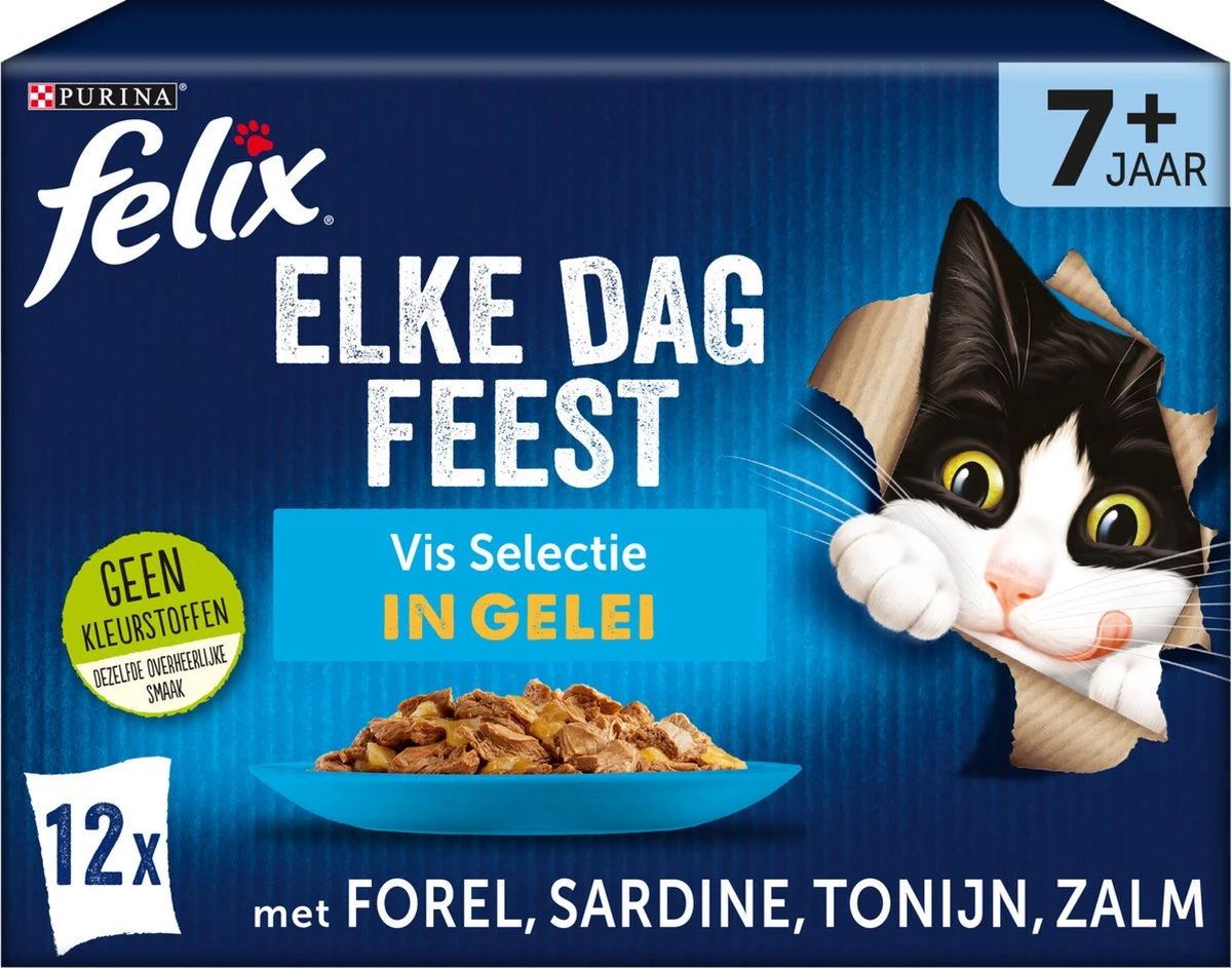 Felix Elke Dag Feest Vis Selectie In Gelei 7+ Jaar 12 X 85 Gr - Afbeelding 8