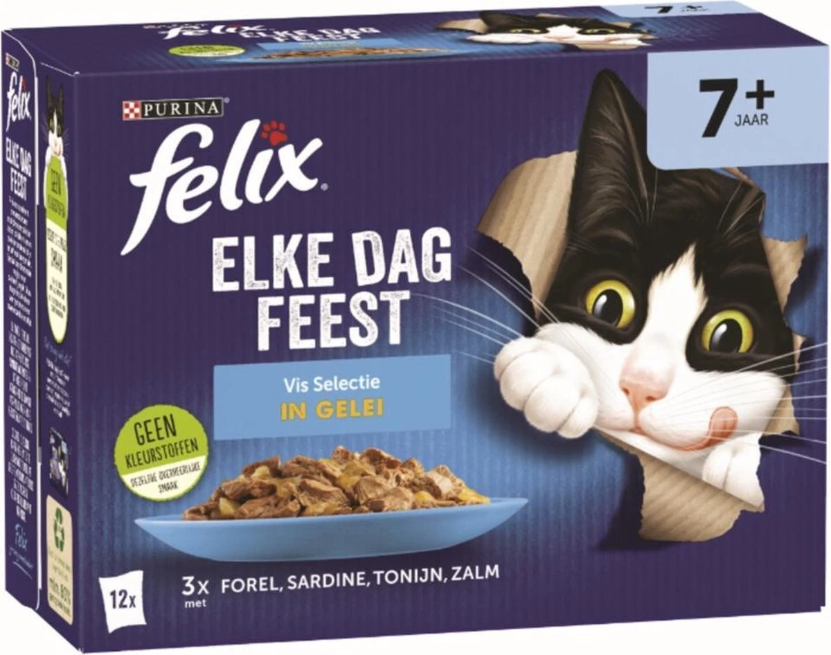 Felix Elke Dag Feest Vis Selectie In Gelei 7+ Jaar 12 X 85 Gr