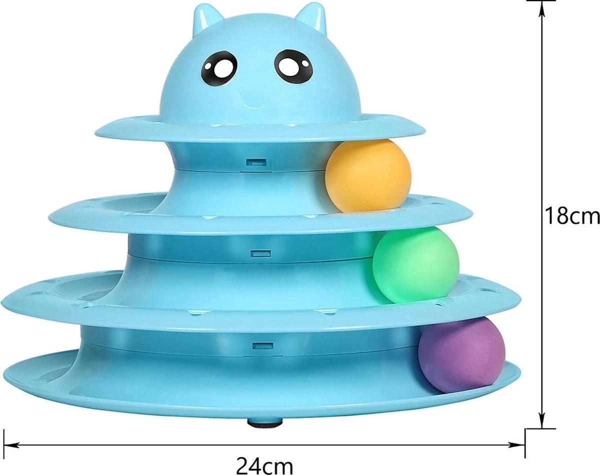 Sefaras Kattenspeeltjes - Set Bestaande Uit 14 Stuks - Kattenspeelgoed - Rond Draaiende Bal - Kattenspeeltje - Intelligente Kattenspeelgoed - Catch The Balls - Blauw - Afbeelding 3