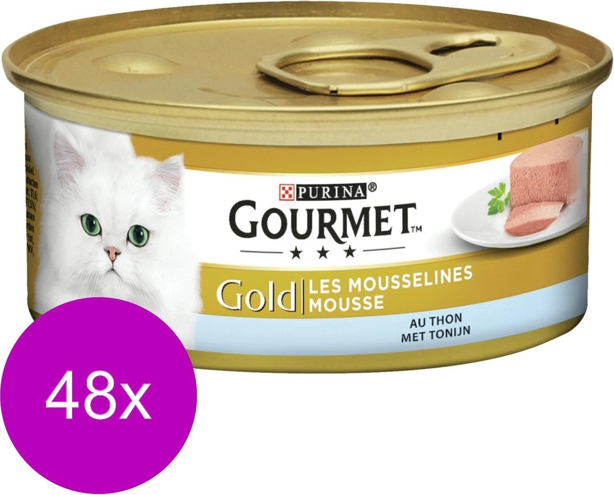 Gourmet Gold Mousse 85 G - Kattenvoer - 48 X Tonijn