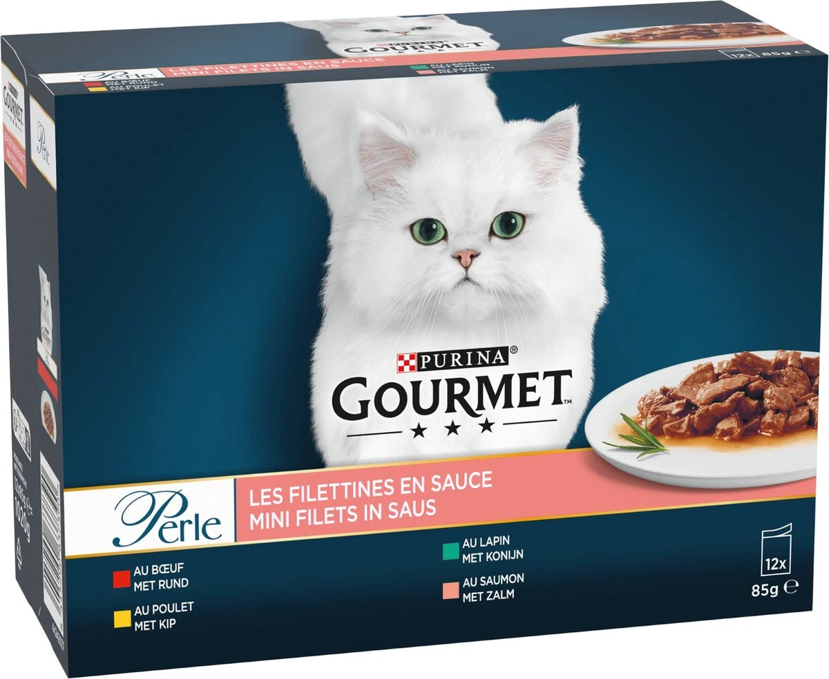 Gourmet Perle Mini Filets – Kattenvoer Natvoer – Met Rund, Kip, Konijn, Zalm – 48 X 85 Gr - Afbeelding 2