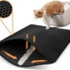 Behave Kattenbakmat - Dubbele Laag - Honingraatdesign - Waterdicht - Katten Grit Opvanger - Schoonloopmat - Kattenbak Mat - Zwart - 45*60 Cm