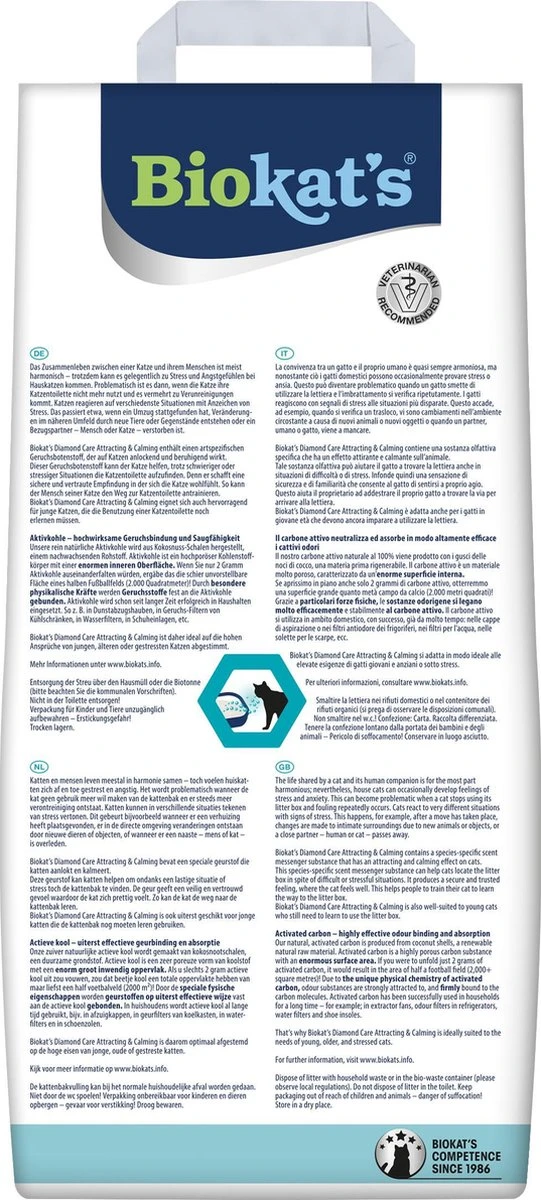 Biokat's Diamond Care Attracting & Calming - 10 L - Kattenbakvulling - Klontvormende - Zonder Geur - Aktieve Kool - Voor Jonge, Gestresste Of Oudere Katten - Afbeelding 7