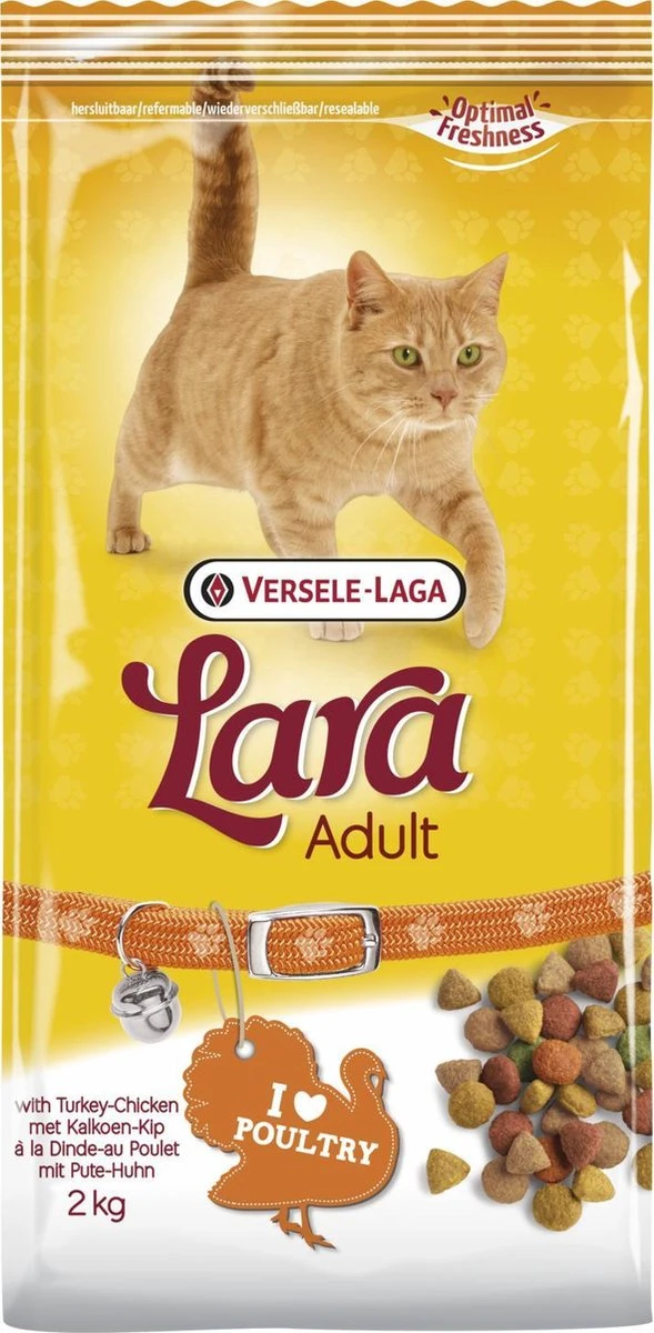 Versele-Laga Lara - Adult - Kalkoen/Kip - Kattenvoer - 2 Kg