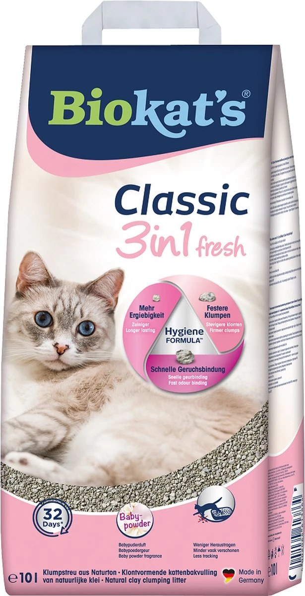 Biokat's Classic Fresh 3in1 Babypoeder - 10 L - Kattenbakvulling - Klontvormend - Babypoeder Geur - Afbeelding 7