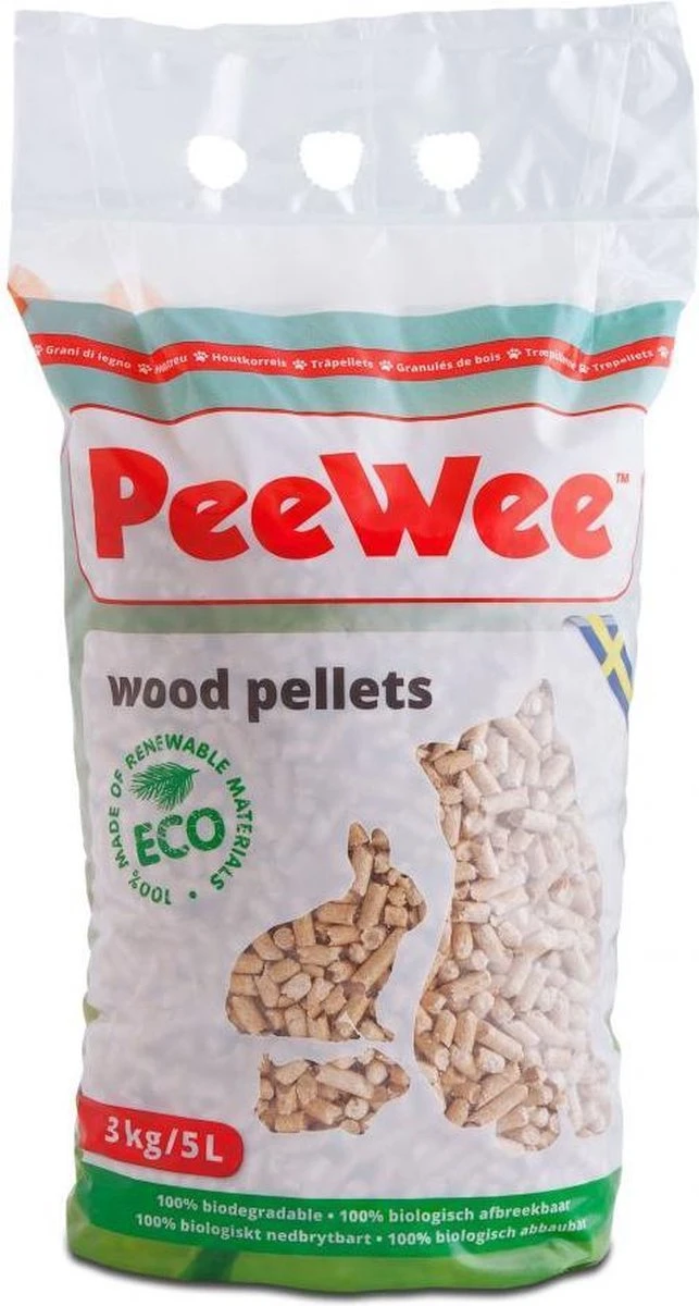 Peewee Houtkorrels - Kattenbakvulling - 3 Kg