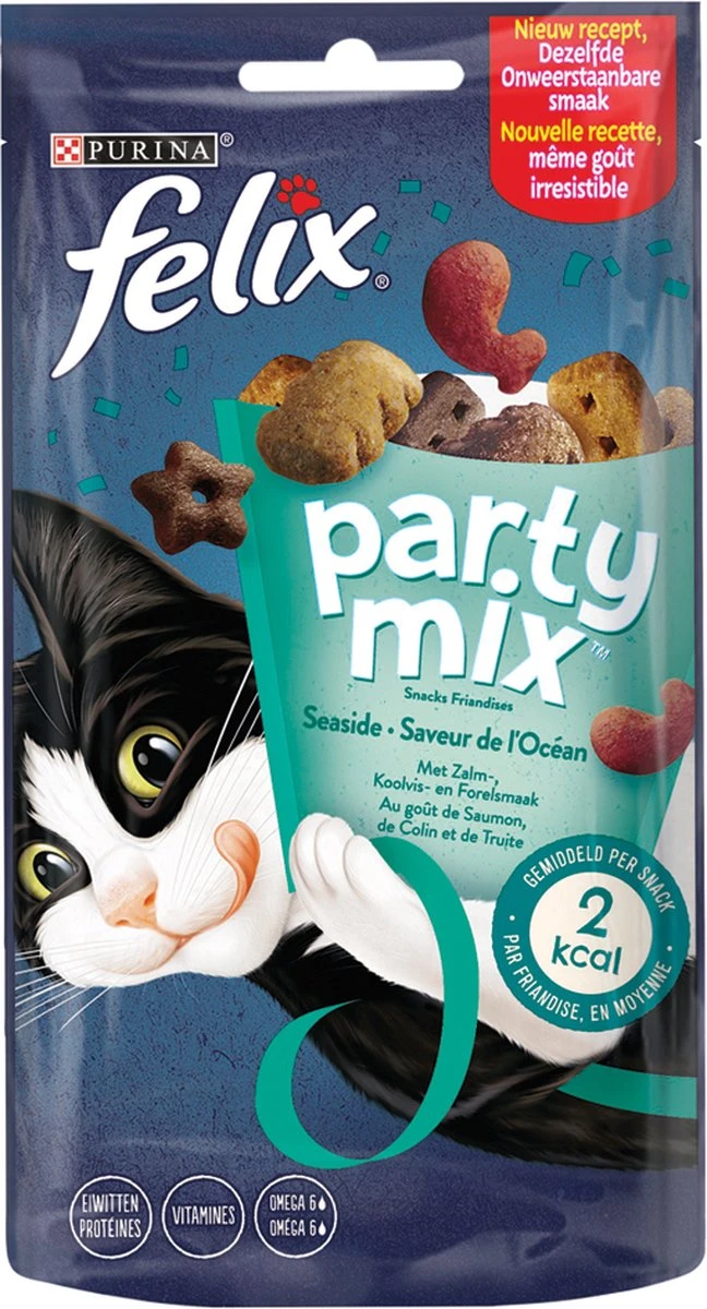 Felix Cat Snacks Party Mix - Kattensnacks Original En Seaside - 16 X 60g - Afbeelding 9