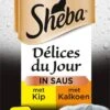 Sheba Delices Du Jour In Saus Katten Natvoer - Kip & Kalkoen - 36x50g