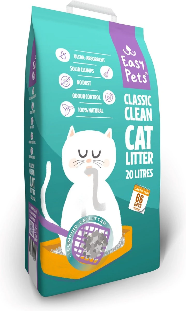 Easypets Classic Clean Kattenbakvulling 20L - Klontvormend Kattengrit - Geur Bescherming - Afbeelding 3