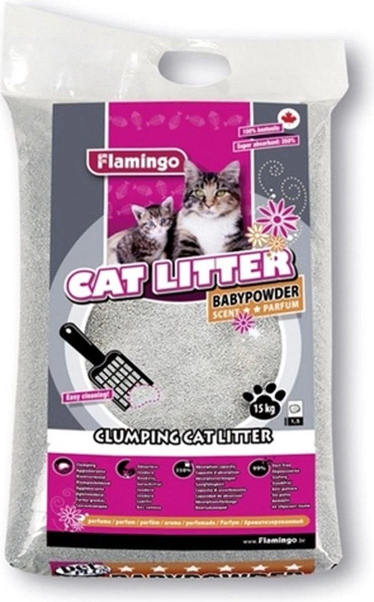 Flamingo - Kattenbakvulling Babypoeder 12 Kg - Afbeelding 3