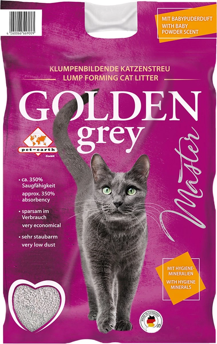 Golden Grey Master Kattenbakvulling Met Silicaat En Babypoeder - 1 Zak