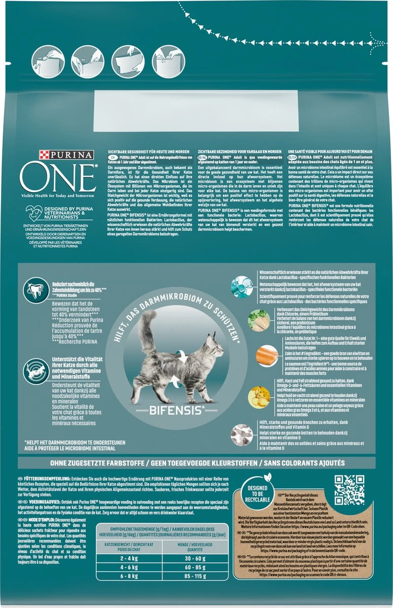 Purina ONE Adult - Kattenvoer Zalm & Volkoren Granen - 3kg - Afbeelding 3