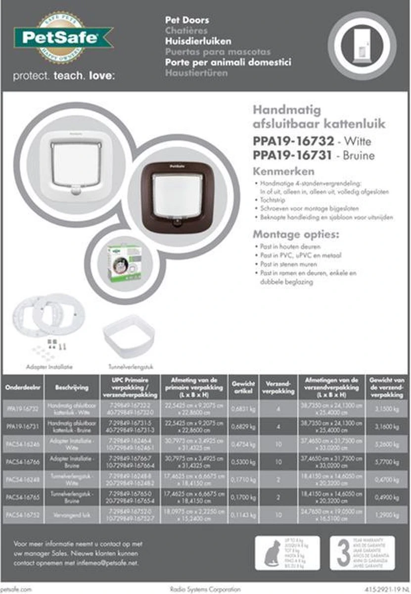 PetSafe 300 Deluxe Kattenluik - M - Ø 25.2 Cm - Wit - Afbeelding 4