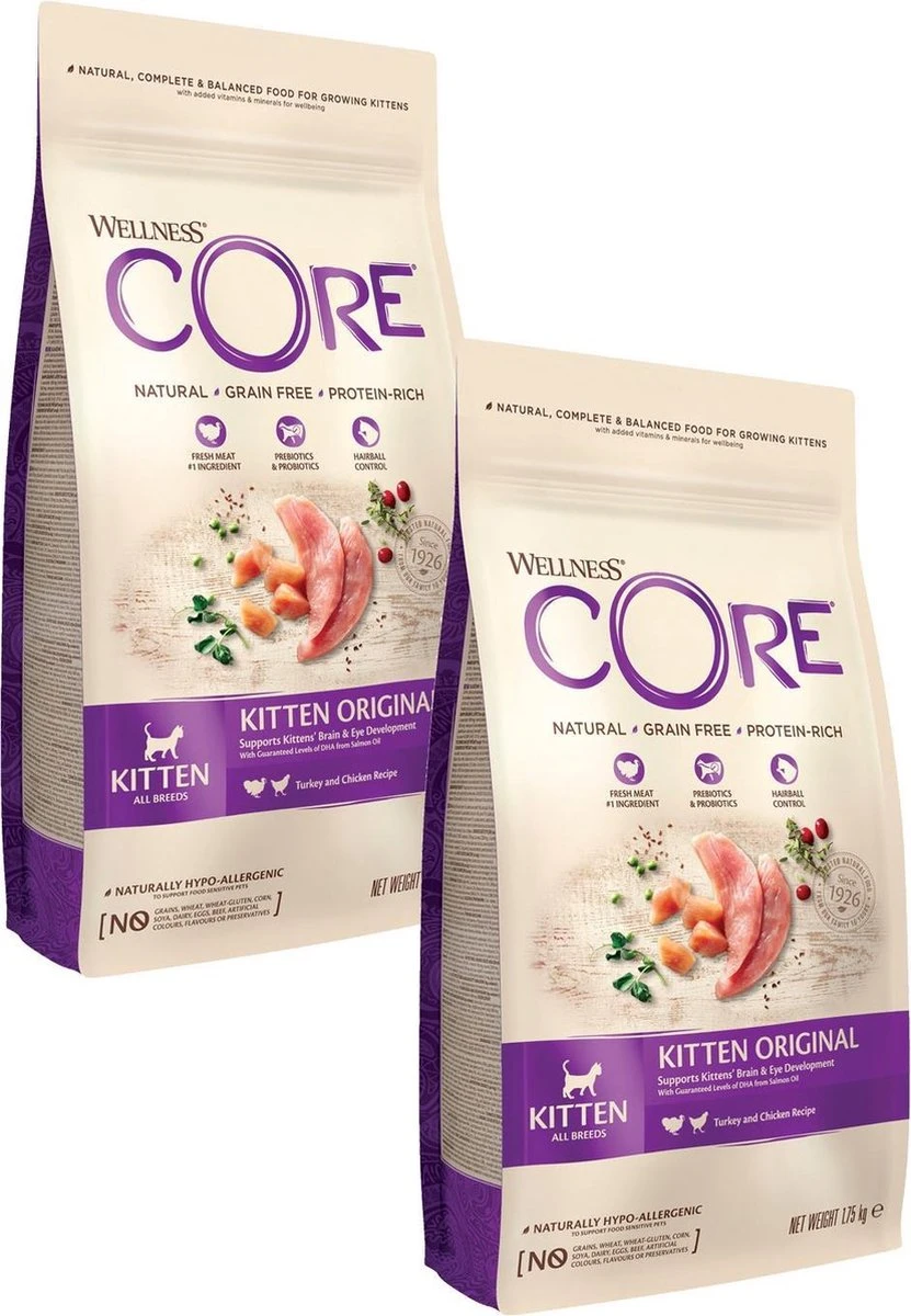 Wellness Core Grain Free Kitten Kalkoen&Kip - Kattenvoer - 2 X 1.75 Kg