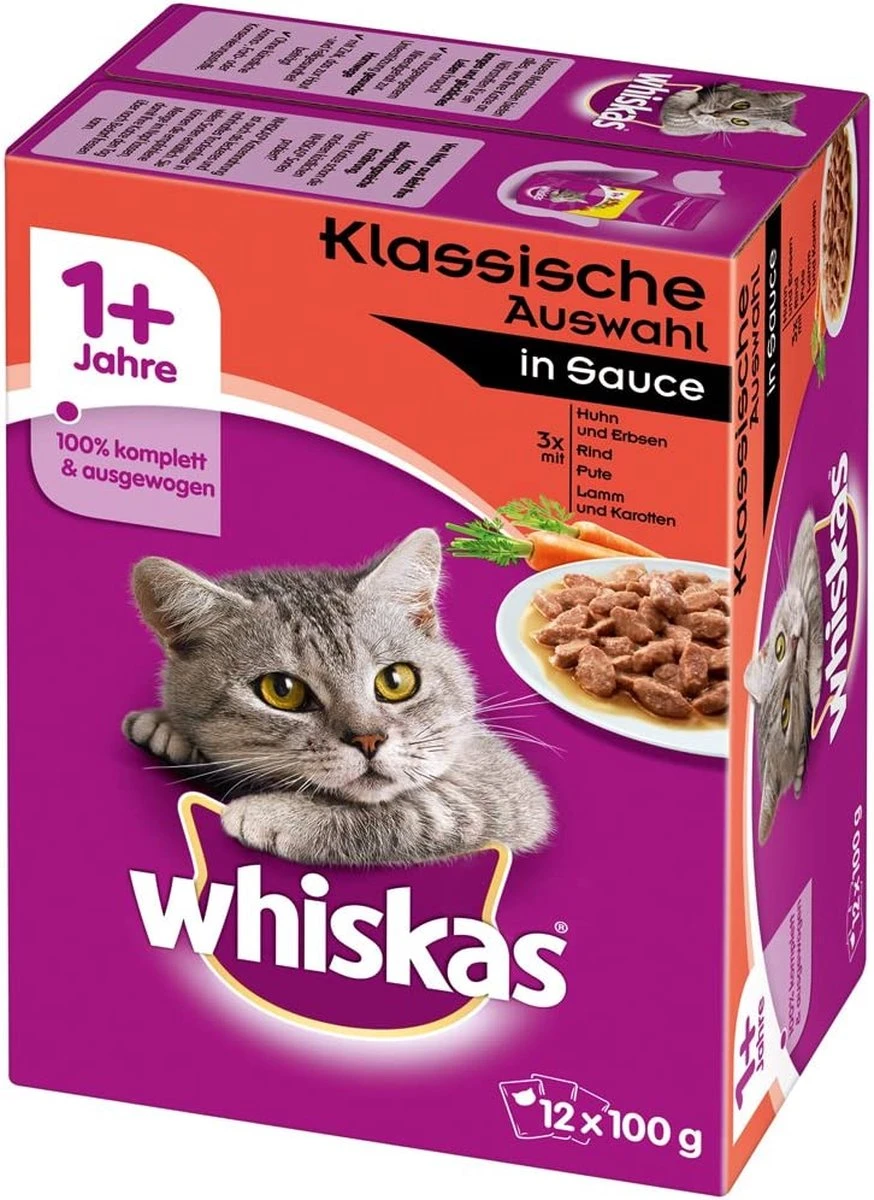 Whiskas Classic Selectie Kattenvoer, Hoogwaardig Nat Voer Voor Volwassen Katten 48 X 100g - Afbeelding 3