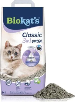 Biokat's Classic 3in1 Extra - 14 L - Kattenbakvulling - Klontvormend - Parfumvrij - Actieve Kool