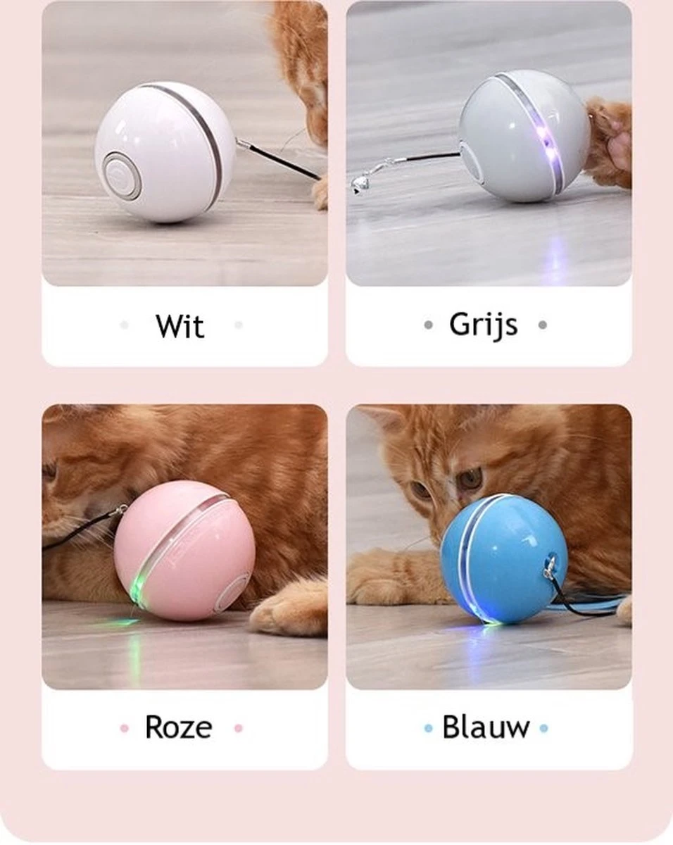 Otiume Elektrische Speelbal - Slimme Interactieve Zelfrollende Bal - Speelgoed Voor Katten - Kattenspeelgoed - Blauw - Afbeelding 7