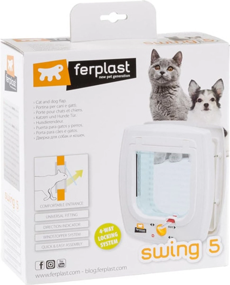 Ferplast Swing Poezendeur 5T - Wit - 22,5 X 9,6 X 25,2 Cm - Afbeelding 14
