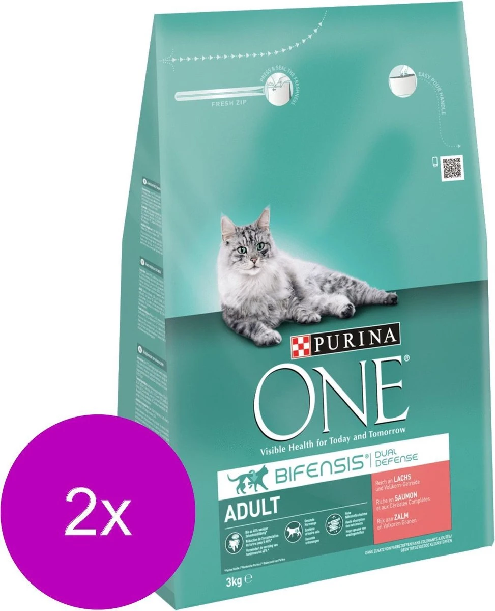Purina One Adult Zalm&Granen - Kattenvoer - 2 X 3 Kg - Afbeelding 2