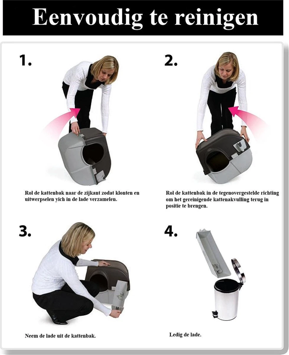 Omega Paw Zelfreinigende Kattenbak L - Zwart - Afbeelding 4