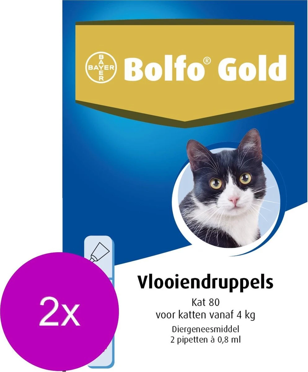 Bolfo Gold Kat 80 - Anti Vlooienmiddel - 2 X 2 Stuks Van 4 Kg - Afbeelding 2