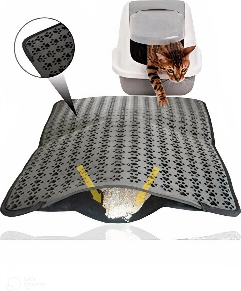 Lavida Home - Kattenbakmat - Grit Opvanger - 45 X 60 Cm - Dubbele Laag & Waterdicht - Katten Mat - Katten Mat Met Opvangruimte Voor Grit - Katten Mat - Kat Benodigdheden - Kitten - Gritmat Voor Poes - Grijs